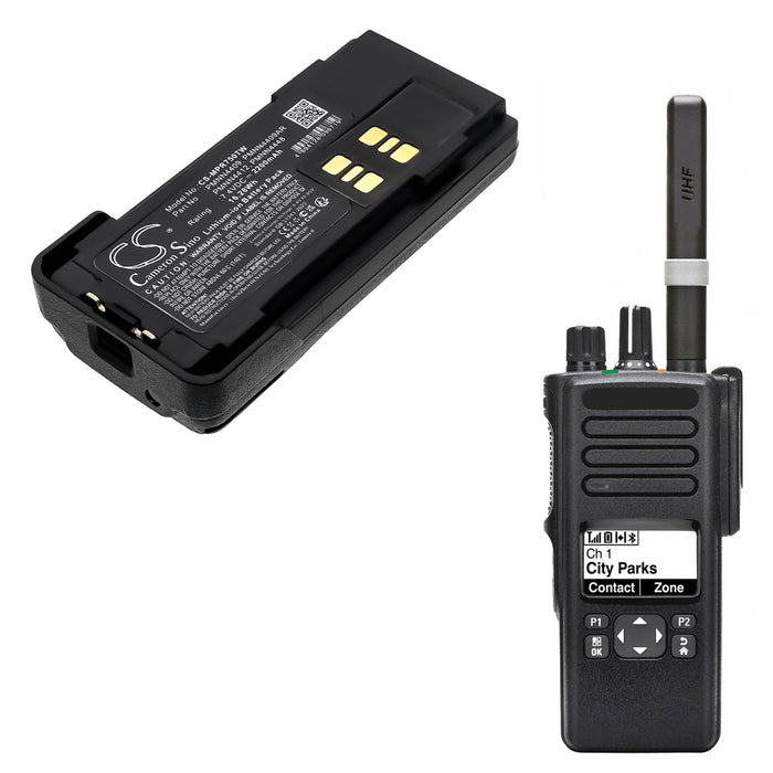 Replacement Battery for Motorola Two-Way Radio - 7.4V 2200mAh Li-ion - Battery Mate