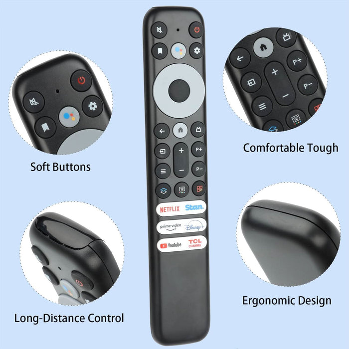 Replacement Remote Control for TCL 4K & 8K Smart TVs – RC902V FAR1/FMR2 Compatible (No Voice Function) - Battery Mate