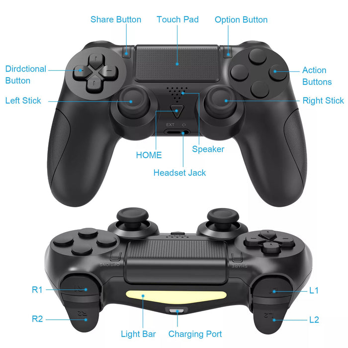 Wireless Controller For Playstation 4 PS4 Controller Unbranded - BLACK