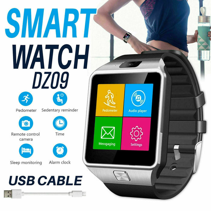 Tavice TZ1 Bluetooth Smart Watch with Touchscreen | Camera, Pedometer, Sleep Monitor, Notifications & Multi-Language Support