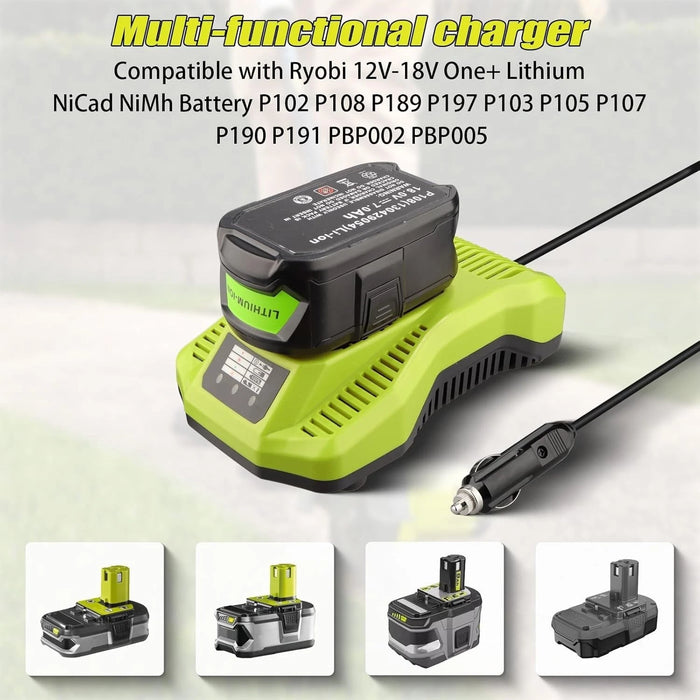 TAVICE Car Charger Compatible with Ryobi ONE+ 12V-18V P102 P105 P108 Li-Ion NiCd NiMH Batteries