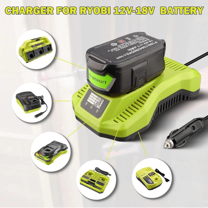 TAVICE Car Charger Compatible with Ryobi ONE+ 12V-18V P102 P105 P108 Li-Ion NiCd NiMH Batteries