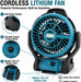 TAVICE 10 Inch Cordless Fan Compatible with Makita 18V LXT Batteries, Portable Jobsite Fan with LED Light, Adjustable Speed, Battery - Battery Mate