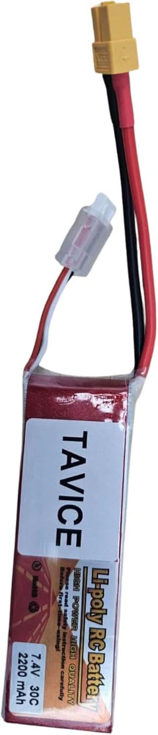TAVICE 2 Pack 2S LiPo Battery 7.4V 2200mAh 30C Compatible with RC Cars, Trucks, Airplanes & Boats - Battery Mate
