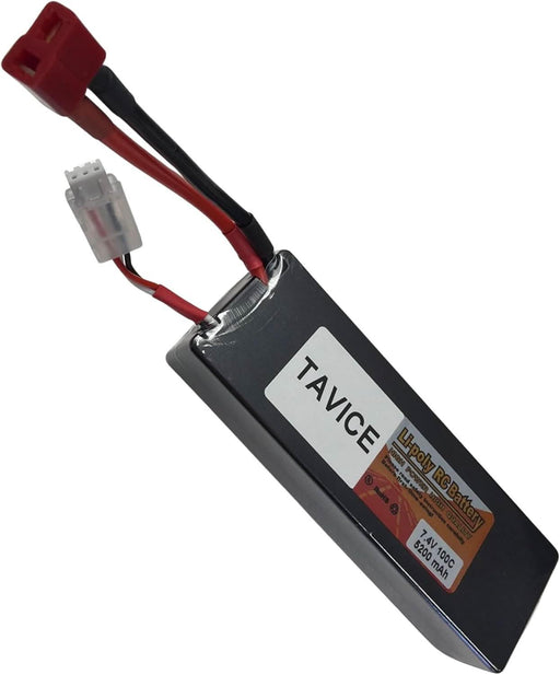TAVICE 2 Pack 2S LiPo Battery 7.4V 5200mAh 100C Hard Case with T Connector Compatible with 1/8 & 1/10 RC Cars, Trucks & Vehicles - Battery Mate