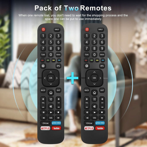 TAVICE 2 PACK EN2BS27H Replacement Remote Control – Compatible with Hisense TVs (Many 4K &amp; UHD Models) - Battery Mate