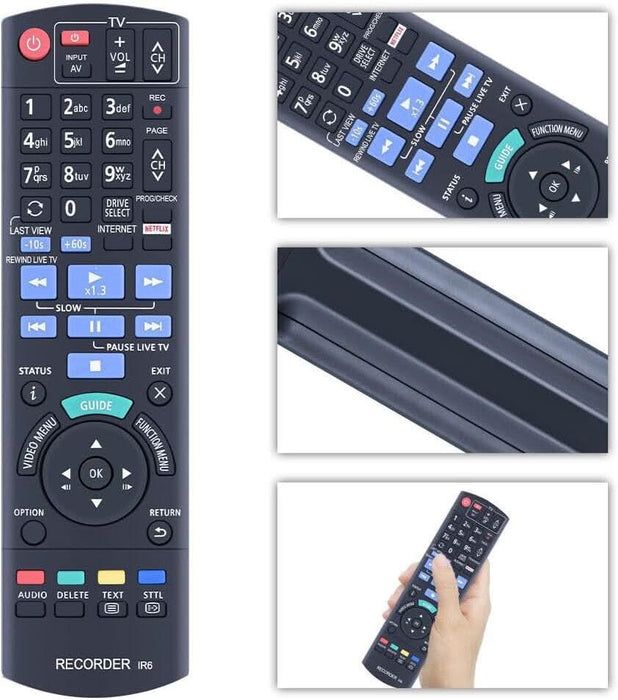 TAVICE 2 PACK N2QAYB001077 Remote Control Compatible Panasonic DMR - HWT260GN DMR - PWT560GN - Battery Mate