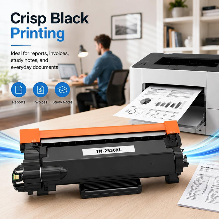 TAVICE 2X TN2530XL Toner Compatible with Brother MFC-L2800DW DCP-L2640DW HL-L2460DW - Battery Mate