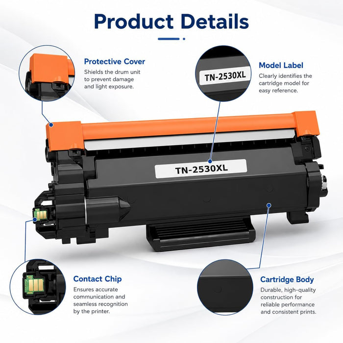 TAVICE 2X TN2530XL Toner Compatible with Brother MFC-L2800DW DCP-L2640DW HL-L2460DW - Battery Mate