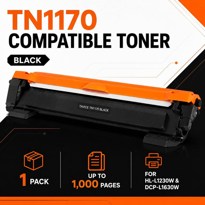 TAVICE 3 Pack TN1170 Toner Cartridges Compatible with Brother HL-L1230W and DCP-L1630W Printers, Black - Battery Mate