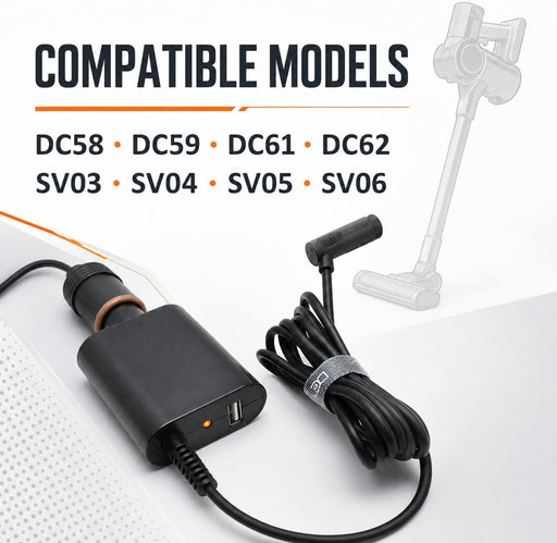 TAVICE 35W Car Charger Power Adapter Compatible with Dyson DC58 DC59 DC61 DC62 SV03 SV04 SV05 SV06 Vacuum Cleaners 12V/24V - Battery Mate