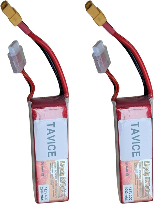 TAVICE 4S LiPo Battery 14.8V 2200mAh 300C with XT60 Connector Compatible with RC Airplane, Car, Truck & Boat - Battery Mate