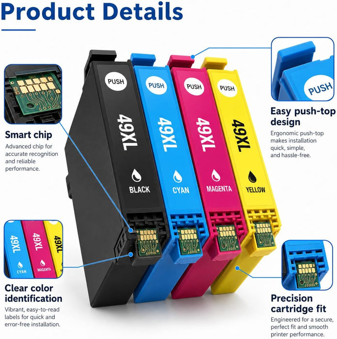 TAVICE 4X 49XL Ink Cartridges Compatible with Epson XP-2205 XP-4205 XP2205 XP4205 - Battery Mate