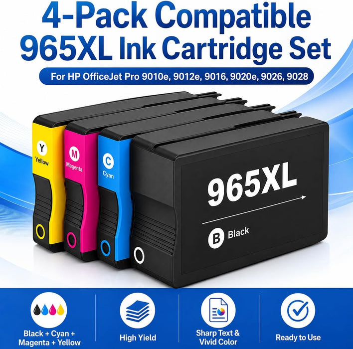 TAVICE 4X 965XL Ink Cartridges Compatible with HP OfficeJet Pro 9010e 9012e 9016 9020e 9026 9028 - Battery Mate