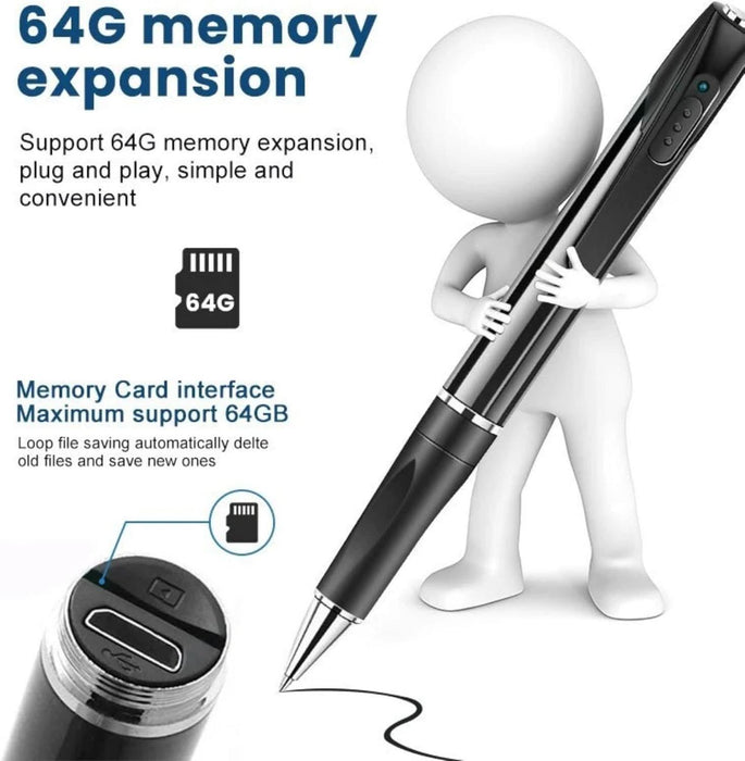 TAVICE 64GB Camera Pen 1080P HD Portable Hidden Camera for Video & Photos, Loop Recording, Long Battery Life, Office & Business Use - Battery Mate