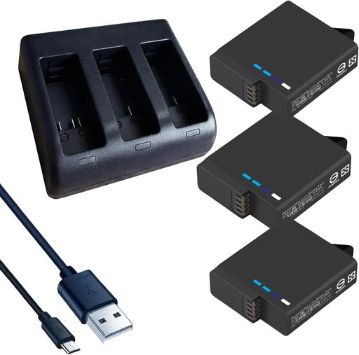 TAVICE [Combo Pack] Ultra Fast Triple Charger + 3 Pack Batteries for GoPro Hero 8 7 6 5 Action Camera | High Capacity Batteries - Battery Mate