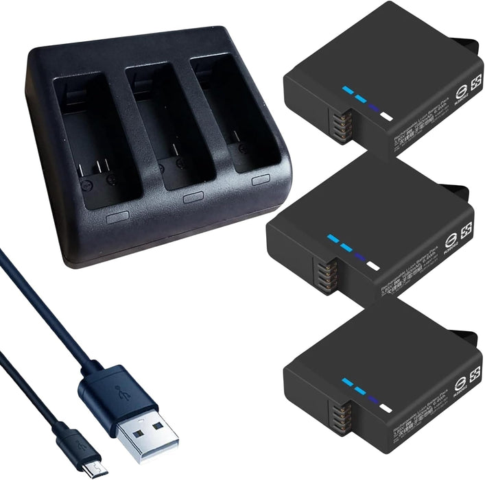 TAVICE [Combo Pack] Ultra Fast Triple Charger + 3 Pack Batteries for GoPro Hero 8 7 6 5 Action Camera | High Capacity Batteries - Battery Mate