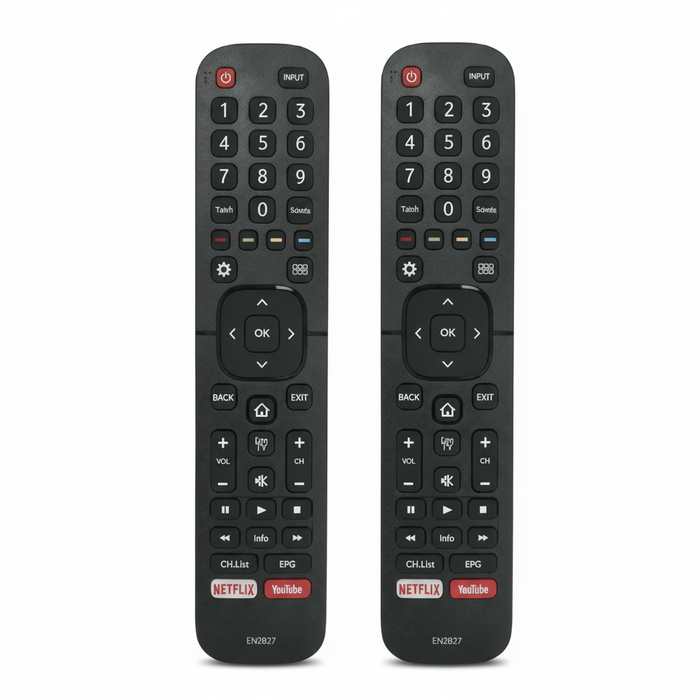 Tavice Compatible Hisense EN2B27 TV Remote Control Replacement – 2 Pack (EN - 2B27 / RC3394402/01 / 3139 238) - Battery Mate