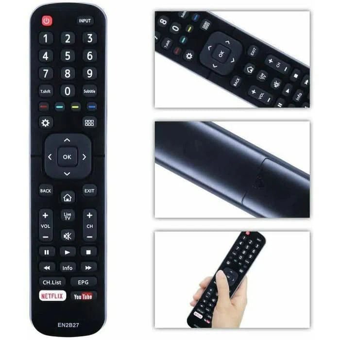 Tavice Compatible Hisense EN2B27 TV Remote Control Replacement – 2 Pack (EN - 2B27 / RC3394402/01 / 3139 238) - Battery Mate