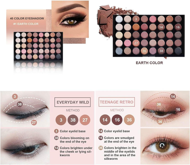 TAVICE Eye Makeup Set Complete Eye Kit with Eyeshadow Palette, Eyeliner, Pencil, Mascara & Brush - Battery Mate