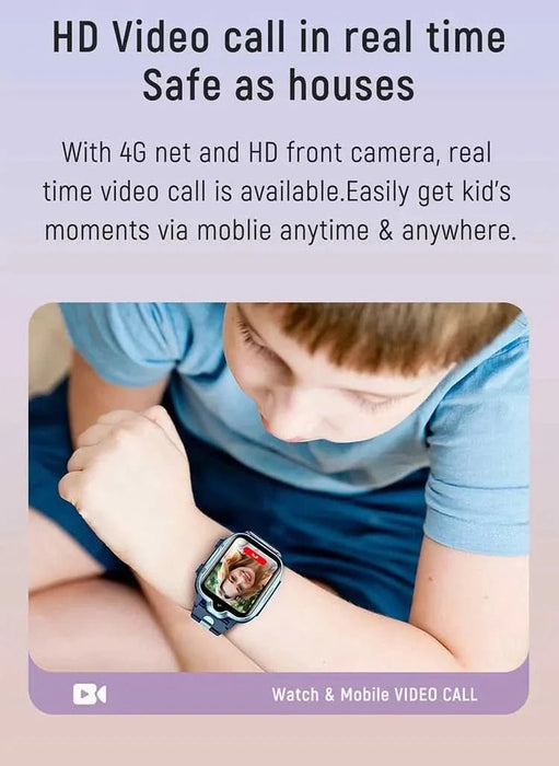 Tavice Kids 4G Smartwatch - Waterproof with GPS Tracker, SIM, Voice & Video Call, Camera, SOS Emergency Call & Educational Games (BLUE) - Battery Mate