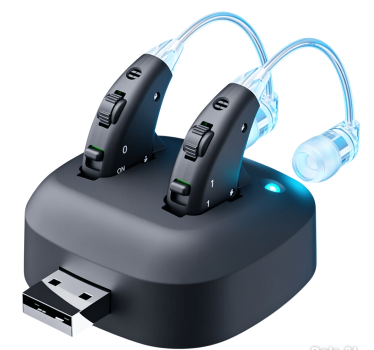 TAVICE Rechargeable Dual Behind-the-Ear Sound Amplifier with Noise Reduction and Long Battery Life | USB Charging | Discreet Design - Battery Mate