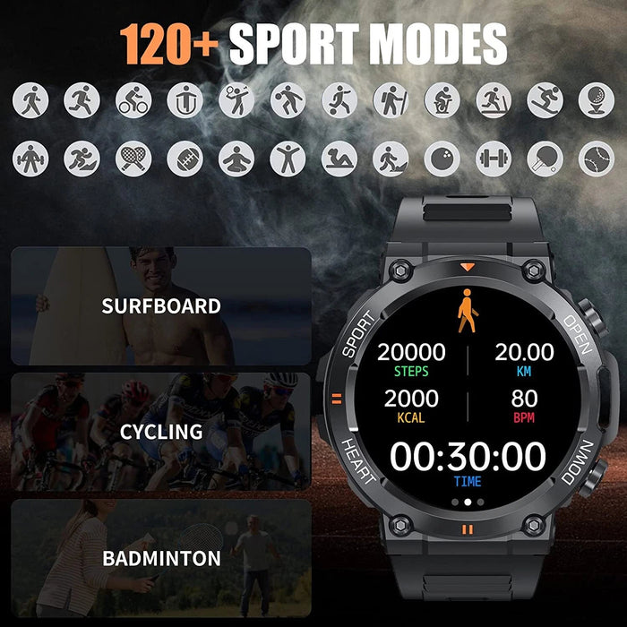 Tavice Sports Smart Watch with Bluetooth Calls, Heart Rate & Health Monitoring, 1.39" Touch Screen | Pedometer, Sleep & Calorie Detection - Battery Mate
