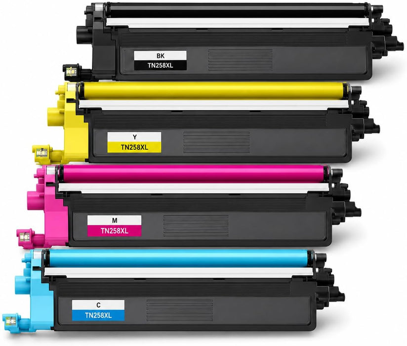 TAVICE TN258/TN258XL 4-Pack Toner Cartridge Compatible with Brother MFC-L8390CDW/L3760CDW - Battery Mate
