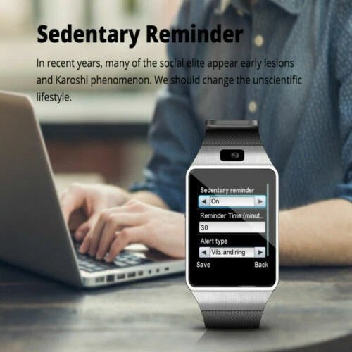 Tavice TZ1 Bluetooth Smart Watch with Touchscreen | Camera, Pedometer, Sleep Monitor, Notifications & Multi-Language Support - Battery Mate