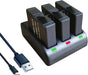 TAVICE Ultra Fast Charging USB Triple Charger for GoPro Hero 8 7 6 5 Action Camera | Multi Battery Fast Smart Charging Dock - Battery Mate