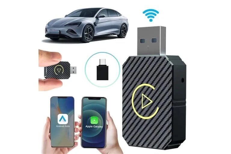 Wireless CarPlay & Android Auto Adapter 2 - in - 1 | Wired to Wireless USB Dongle for iOS & Android - Battery Mate