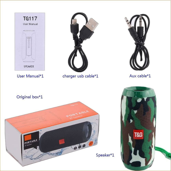 Wireless Portable Bluetooth Speaker Ear Boom Sound Speaker TG117 - Camouflage - Battery Mate