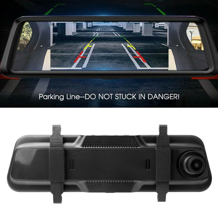 10" 1080P Touch Screen Rear View Mirror Car Dash Cam Reversing Recorder Camera - Battery Mate