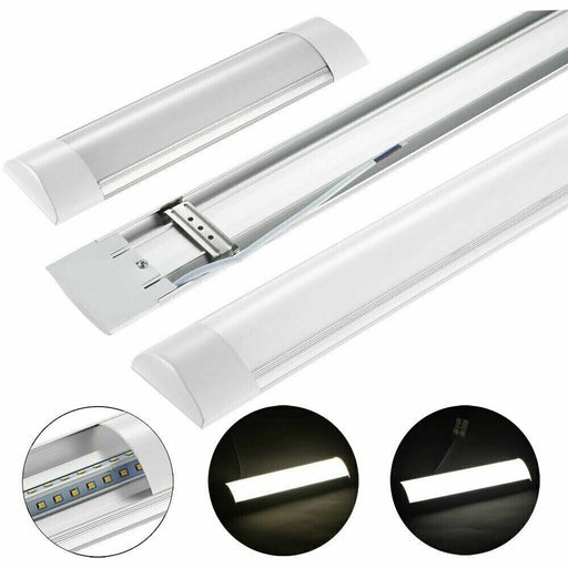 10 Pcs LED Slim Ceiling Batten Light Daylight 60CM Coolwhite 6500K 2-4FT - Battery Mate