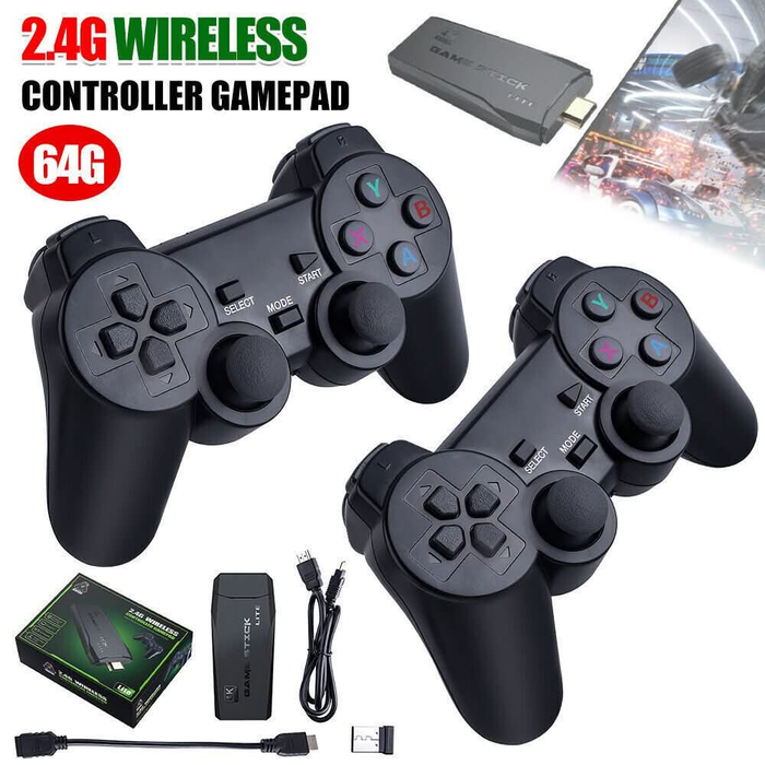 Wireless Retro Game Console, Plug & Play Video TV Game Stick with 15000+  Games Built-in, 64G, 9 Emulators, 4K HDMI Nostalgia Stick Game for TV, Dual