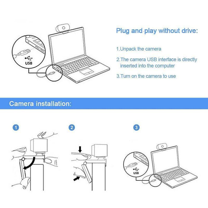 1080P Webcam Full HD USB 2.0 For PC Desktop Laptop Web Camera with Microphone - Battery Mate