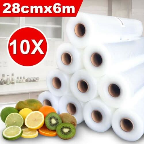 10×Vacuum Food Sealer Rolls Saver Bag Seal Storage Commercial Heat Grade 6MX28cm - Battery Mate