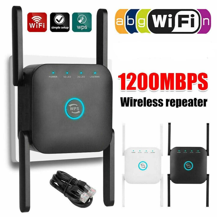 1200Mbps Dual Band Wireless WiFi Extender Repeater Router Range Signal ...