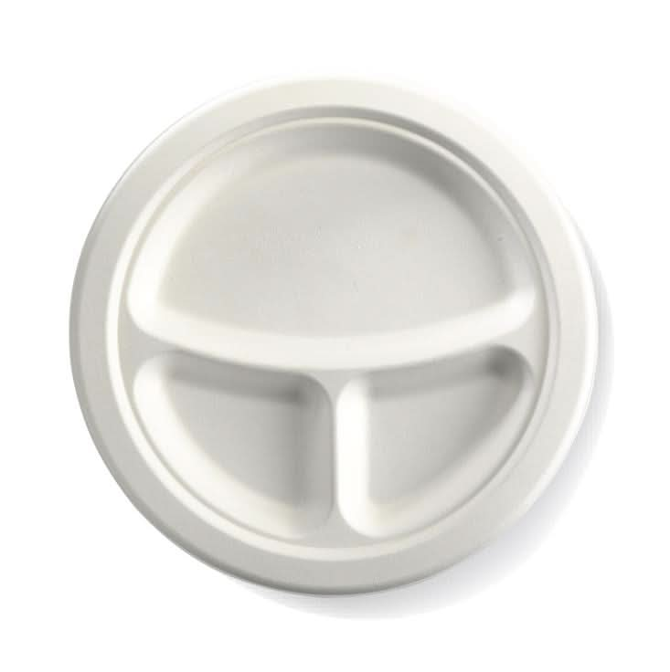 125 Pack | 100% Compostable 10 inch Heavy-Duty Plate with 3 Compartment ...
