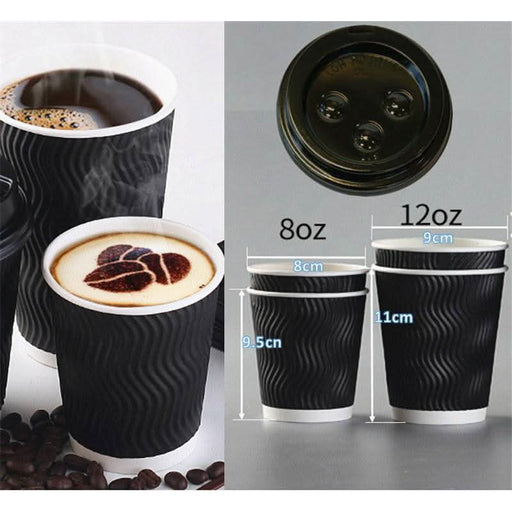 12oz (Medium) 1000pcs Disposable Coffee Cups Bulk Takeaway Paper Triple Wall Take Away - Battery Mate