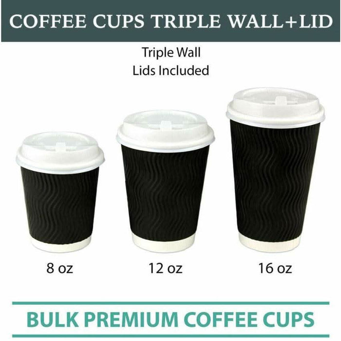 12oz (Medium) 1000pcs Disposable Coffee Cups Bulk Takeaway Paper Tripl ...