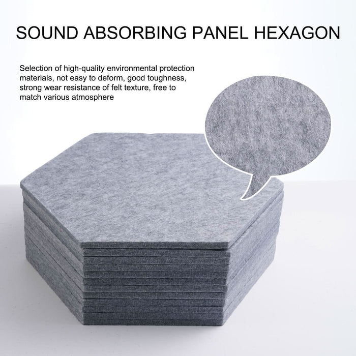 12PCS Hexagon Acoustic Foam Panels Sound Absorbing Wall Proof Noises Tiles I2M9 - Battery Mate