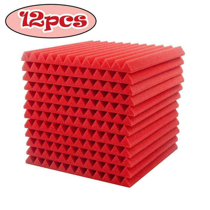 12Pcs Sound-absorbing Foam Wall Home Scene Layout Indoor Sound-absorbing Cotton | Red - Battery Mate