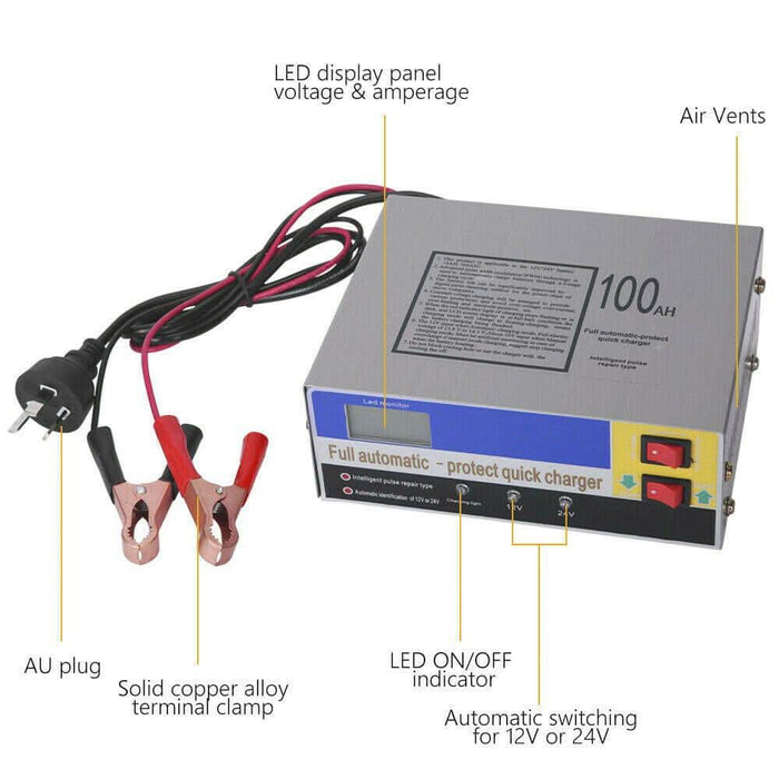 12V-240V Battery Charger Inverter 140W Car ATV 4WD Boat Caravan Motorcycle 10A - Battery Mate