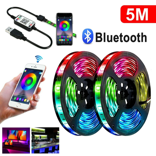 12V Bluetooth USB RGB LED Strip Lights IP65 Waterproof 5050 5M 300 LEDs AU Stock - Battery Mate