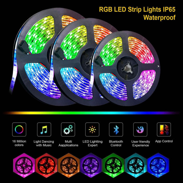 12V Bluetooth USB RGB LED Strip Lights IP65 Waterproof 5050 5M 300 LEDs AU Stock - Battery Mate