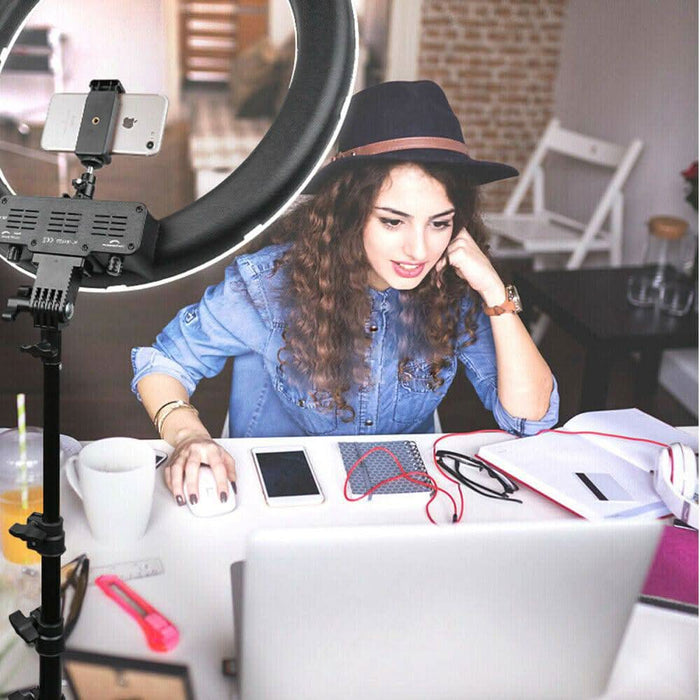 13" LED Ring Light Dimmable Lighting Kit Phone Selfie Tripod Stand Youtube Live - Battery Mate