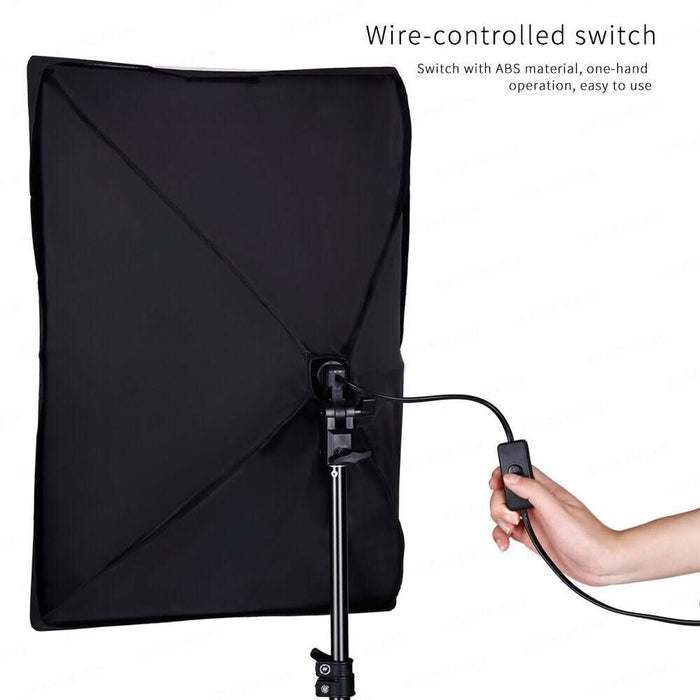 135W Photography Studio Softbox Continuous Lighting Soft Box Light Stand (without Bulbs) - Battery Mate