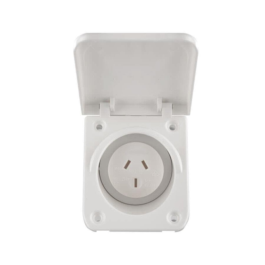Rv Socket 15A Amp RV Caravan Power Outlet 240V Motor Home Socket White - Battery Mate