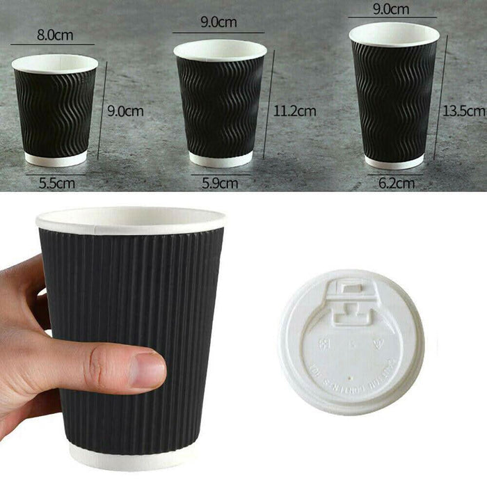 16oz (Large) 500pcs Disposable Coffee Cups Bulk Takeaway Paper Triple Wall Take Away - Battery Mate